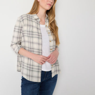 a.n.a Womens Long Sleeve Cuffed Sleeve Regular Fit Tall Button-Down Shirt