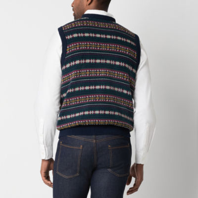 St. John's Bay Fairisle Mens V Neck Sweater Vest