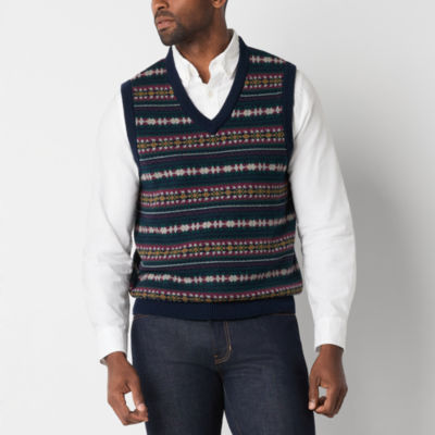 St. John's Bay Fairisle Mens V Neck Sweater Vest