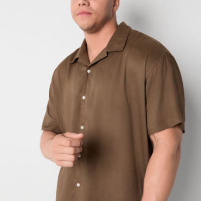 Arizona Big and Tall Mens Regular Fit Short Sleeve Button-Down Shirt