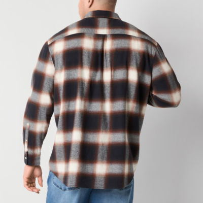 Arizona Big and Tall Mens Easy-on + Easy-off Adaptive Regular Fit Long Sleeve Flannel Shirt