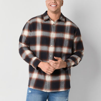 Arizona Big and Tall Mens Easy-on + Easy-off Adaptive Regular Fit Long Sleeve Flannel Shirt