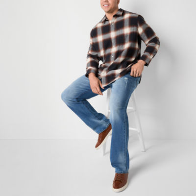 Arizona Big and Tall Mens Easy-on + Easy-off Adaptive Regular Fit Long Sleeve Flannel Shirt