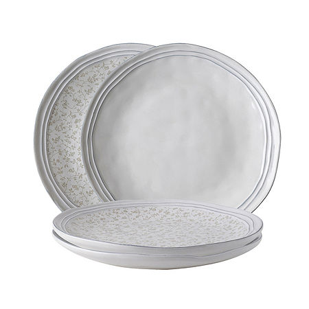 Laura Ashley Plain 4-pc. Earthenware Dessert Plate Set - Artisan Collectables, One Size, White