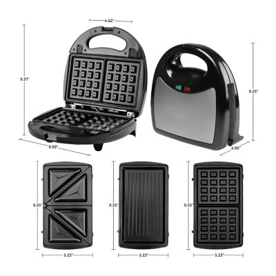 Ovente 9.25 In Waffle And Sandwich Electric Grill