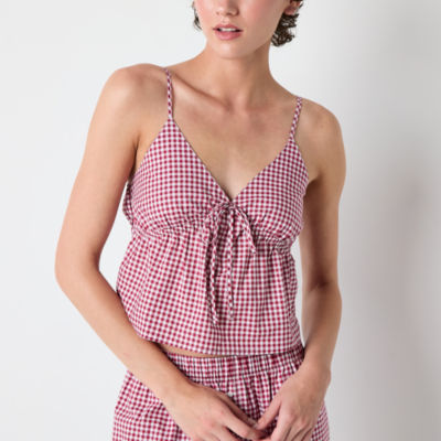 Arizona Body Womens Poplin V Neck Sleeveless Juniors Pajama Top
