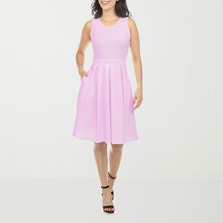 White Mark Womens Sleeveless Fit + Flare Dress, Large, Purple
