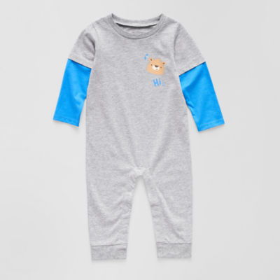 Okie Dokie Baby Boys Round Neck Long Sleeve Jumpsuit