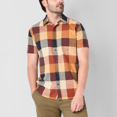 mutual weave Mens Short Sleeve Regular Fit Button-Down Shirt