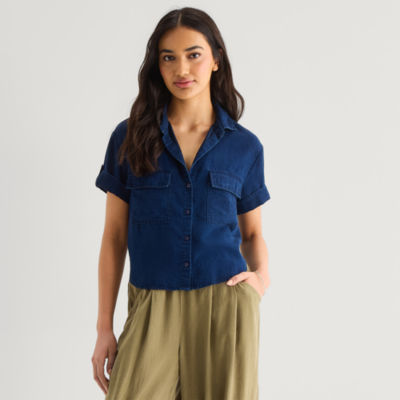 a.n.a Womens Short Sleeve Blouse