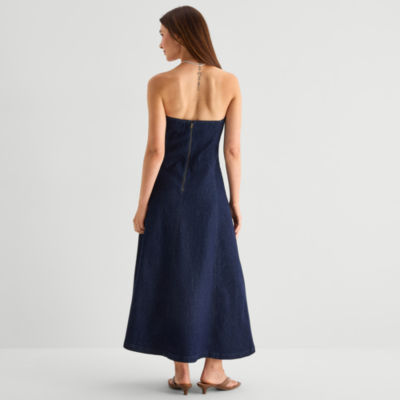 a.n.a Womens Midi Sleeveless A-Line Dress
