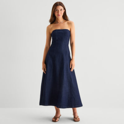 a.n.a Womens Midi Sleeveless A-Line Dress