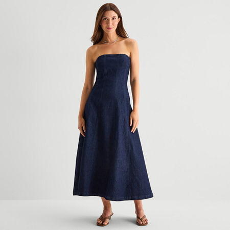 a.n.a Womens Midi Sleeveless A-Line Dress