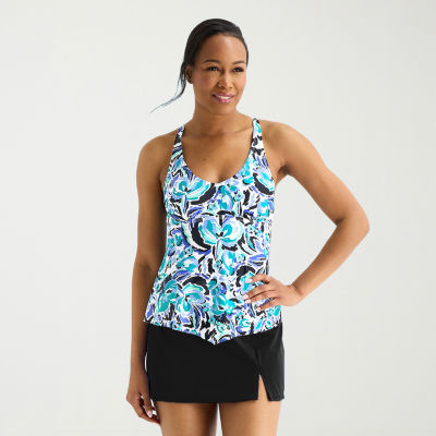 Sonnet Shores Womens Lined Floral Tankini Swimsuit Top