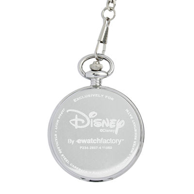 Disney Mens Mickey Mouse Silver-Tone Pocket Watch