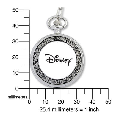 Disney Mens Mickey Mouse Silver-Tone Pocket Watch