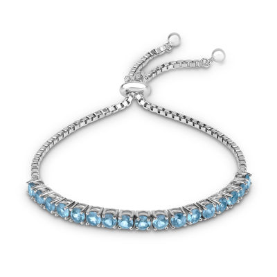 Genuine Topaz Sterling Silver Bolo Bracelet