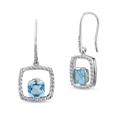 Genuine Blue Topaz Sterling Silver Drop Earrings