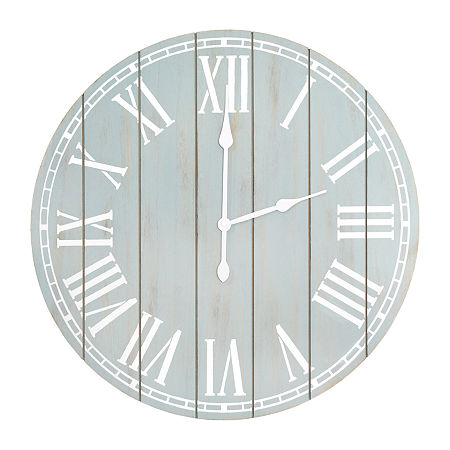 All The Rages Elegant Designs Wood Plank 23 Large Rustic Coastal Wall Clock, One Size, Blue