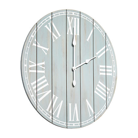 All The Rages Elegant Designs Wood Plank 23 Large Rustic Coastal Wall Clock, One Size, Blue