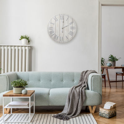 All the Rages Elegant Designs Wood Plank 23" Large Rustic Coastal Wall Clock