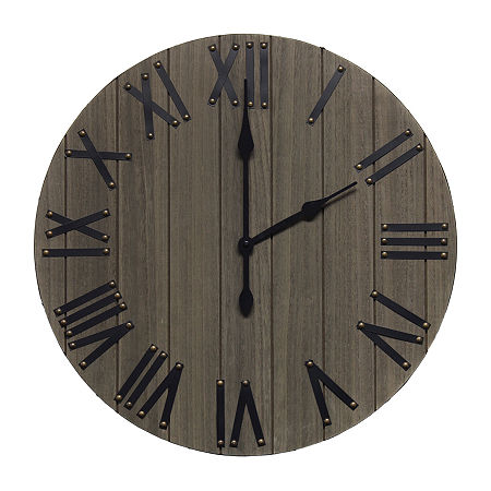 All The Rages Elegant Designs Handsome 21 Rustic Farmhouse Wood Wall Clock, One Size, Gray