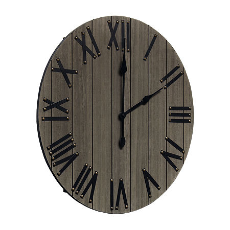 All The Rages Elegant Designs Handsome 21 Rustic Farmhouse Wood Wall Clock, One Size, Gray