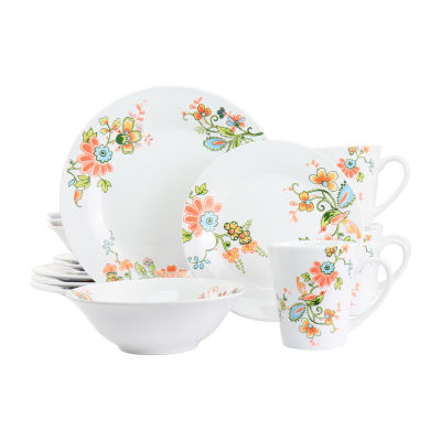 Elama Spring Bloom 16pc. Porcelain Dinnerware Set 975116161M, Color