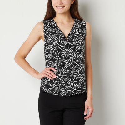 Black Label by Evan-Picone Womens Sleeveless Printed Blouse