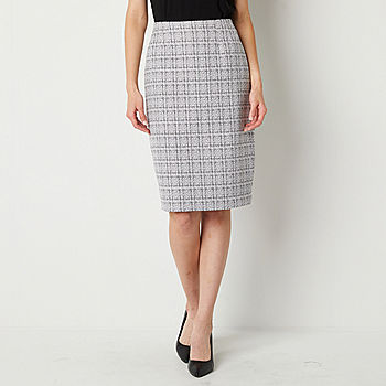 Black Label by Evan-Picone Plaid Womens Suit Skirt, Color: Black