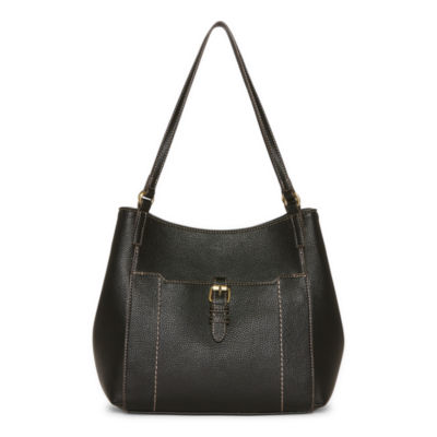 Vintage St John's Bay Black Faux Leather Handbag Shoulder Purse