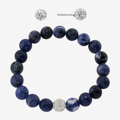 Sparkle Allure Stretch Bracelet & Stud Earring 2-pc. Sodalite Pure Silver Over Brass Jewelry Set