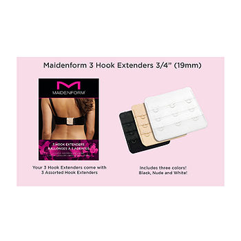 Maidenform Women's 3-Hook Bra Extenders, White/Nude/Black, OS - 3 pack