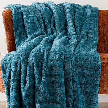 Swift Home Reversible Embossed Faux Fur and Micro-Mink Plush Throw Blanket  - JCPenney