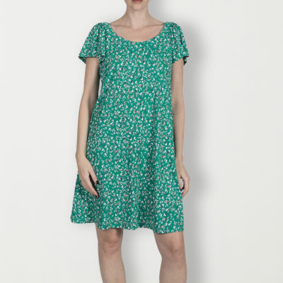 Robbie Bee Short Sleeve Shift Dress, Color Green Multi JCPenney