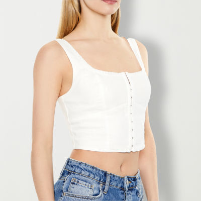 Forever 21 Corsette Tank Womens Square Neck Sleeveless Crop Top Juniors