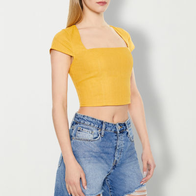 Forever 21 Baby Womens Square Neck Short Sleeve Crop Top Juniors