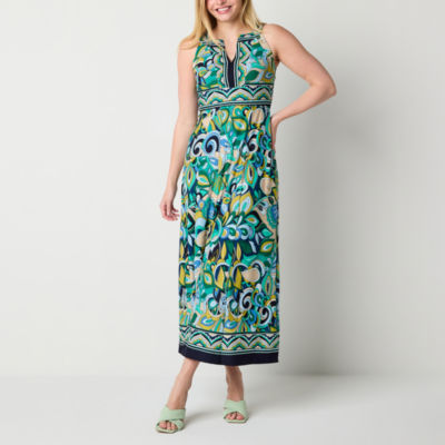 Rabbit Design Sleeveless Bordered Maxi Dress