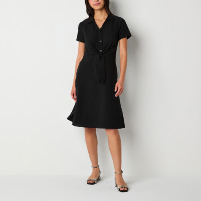 Perceptions Womens Short Sleeve Fit + Flare Dress