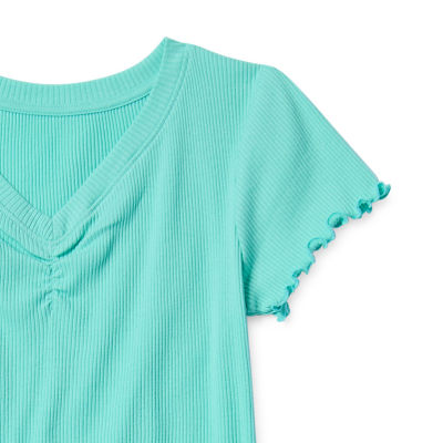 Thereabouts Little & Big Girls Rib Scoop Neck Short Sleeve T-Shirt