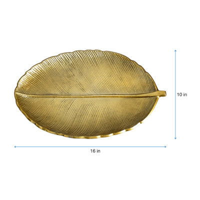 Nearly Natural "16"" Gold Leaf" Decorative Tray