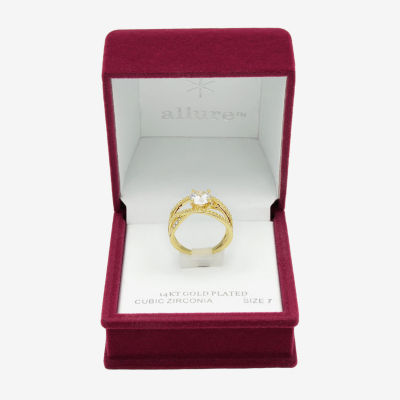 Sparkle Allure Womens Cubic Zirconia 14K Gold Over Brass Round Engagement Ring