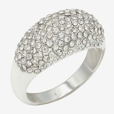 Sparkle Allure Dome Womens 3.5MM Crystal Pure Silver Over Brass Cluster Band