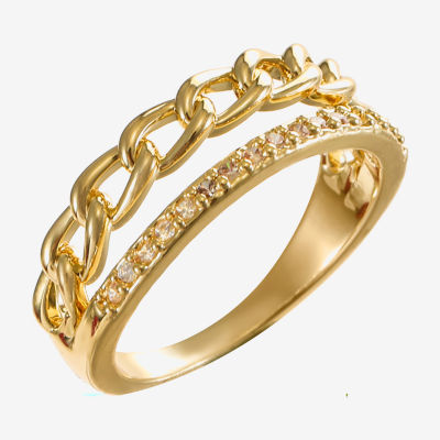 Sparkle Allure Womens 2.5MM Cubic Zirconia 14K Gold Over Brass Band