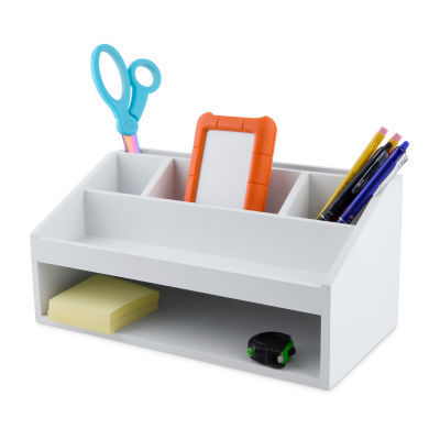 Pink Sky Wooden With Open Storage Desktop Organizer