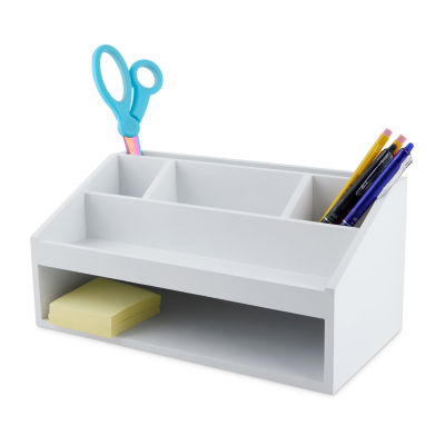 Pink Sky Wooden With Open Storage Desktop Organizer