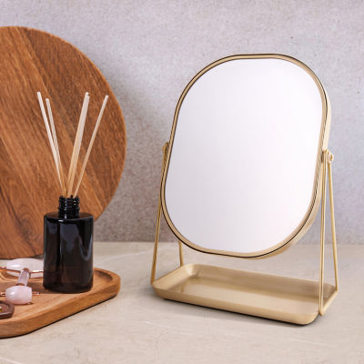 Pink Sky Double Sided Desktop With Tray Rectangular Vanity Mirror