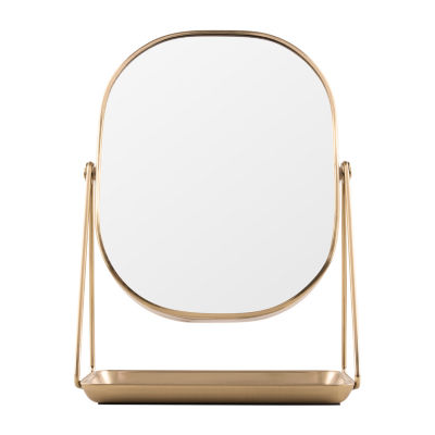 Pink Sky Double Sided Desktop With Tray Rectangular Vanity Mirror