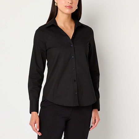 Worthington Womens Long Sleeve Modern Fit Button-Down Shirt