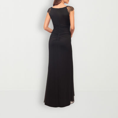 DJ Jaz Womens Beaded Short Sleeve Evening Gown